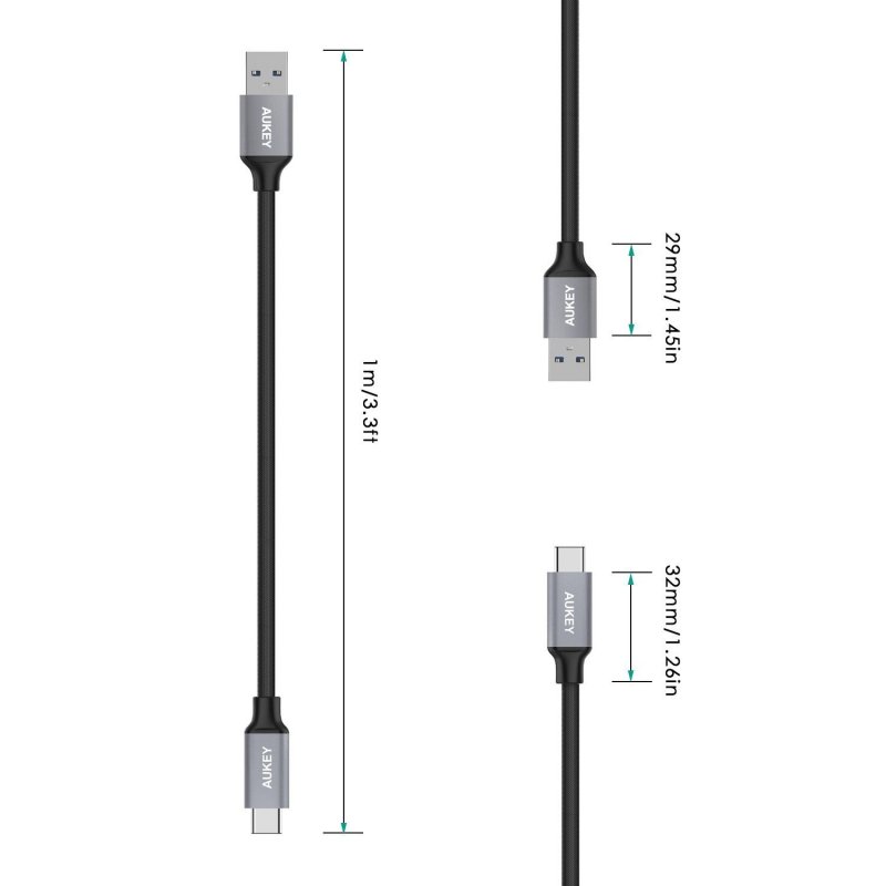 AUKEY USB C Cable 3ft, Type C to USB 3.0 Fast Charging AUKEY USB C Cable 3ft, Type C to USB 3.0 Fast Charging