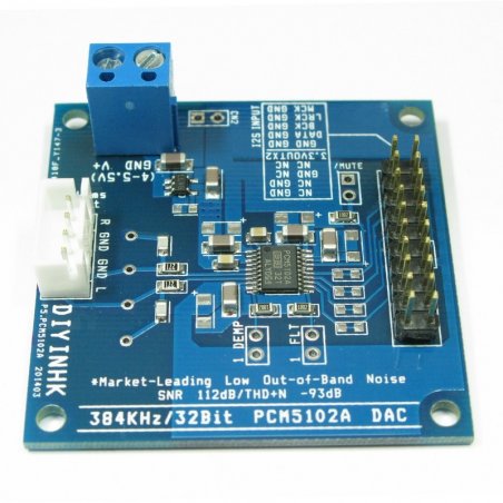 384kHz/32Bit PCM5102A DAC, I2S input, Ultra Low Noise Regulator