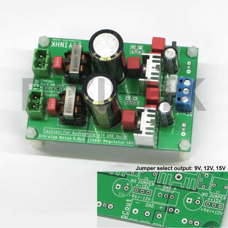 0.8uV Ultralow noise DAC power supply regulator +-9/12/15V 1.5A*x2