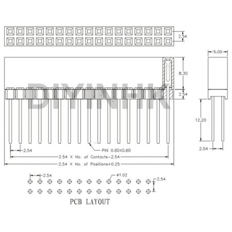 PC104 2x20P 2x10P 2.54mm spacing female long pin header