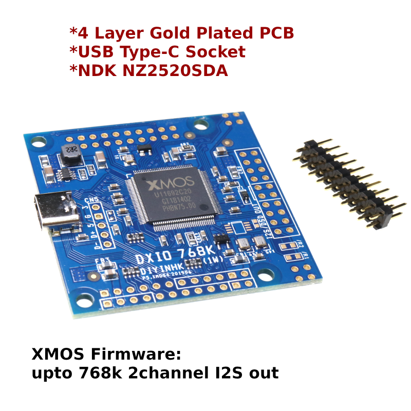 XMOS 768kHz DXD DSD512(DSD1024) high-quality USB Type-C to I2S/DSD PCB