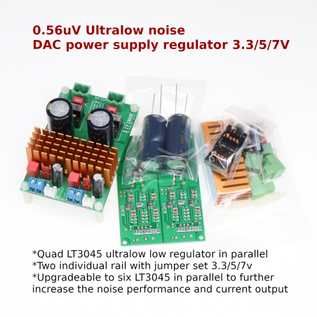 0.56uV Ultralow noise DAC power supply regulator 3.3/5/7V 2A*x2