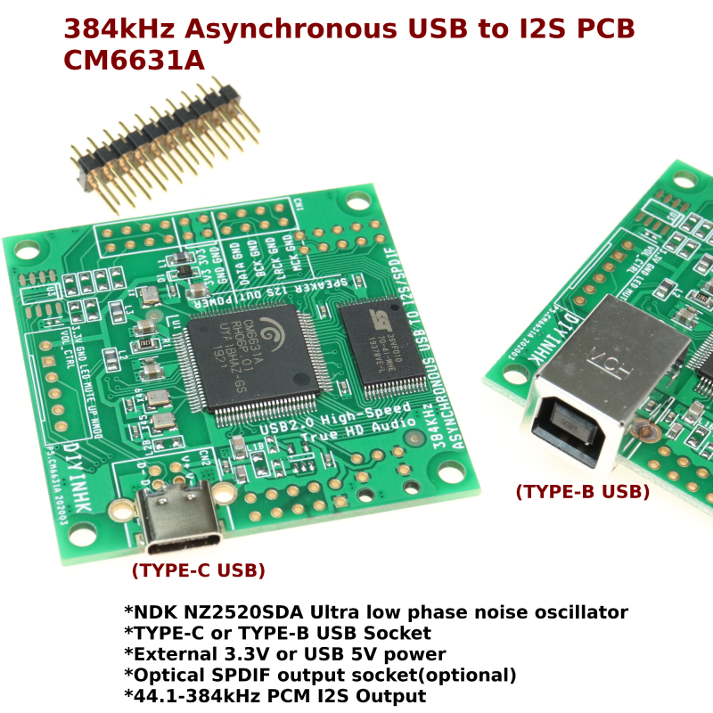 384kHz Asynchronous to I2S/SPDIF PCB