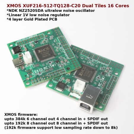 XMOS Multichannel high-quality USB to/from I2S/DSD SPDIF PCB 3W